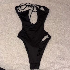 Black Strappy One-Piece Swimsuit